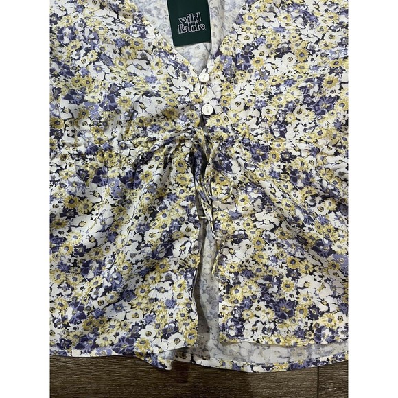 Wild Fable Flutter Sleeve V-Neck Tie-Front Flyaway Top Off-White top Large 122 - Picture 5 of 9